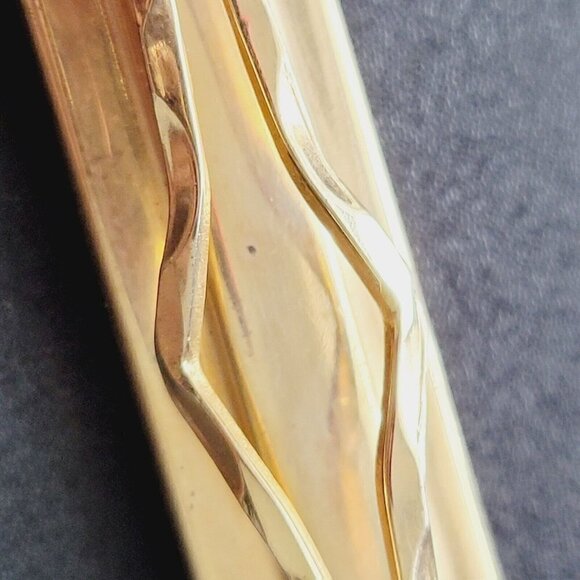 Vintage Anson Leather Tie Clip & Cufflinks Set Gold Tone Snakeskin Pattern VGC - Picture 7 of 7